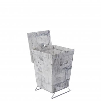 LIXEIRA C/ SUPORTE APOIO MARMORIZADO BRANCO