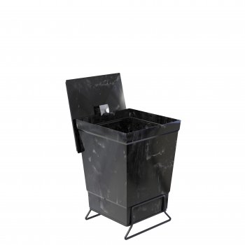 LIXEIRA MARMORIZADO PRETO C/ SUPORTE APOIO BLACK