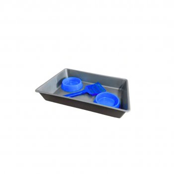 KIT BANDEJA BLACK C/ COMEDOURO AZUL