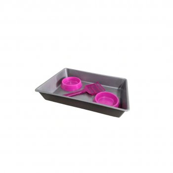 KIT BANDEJA BLACK C/ COMEDOURO ROSA