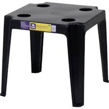 MESA PLÁSTICA DE APOIO  COM PORTA-COPOS 46 x 46 x 43 CM PRETA - BEL (P55)