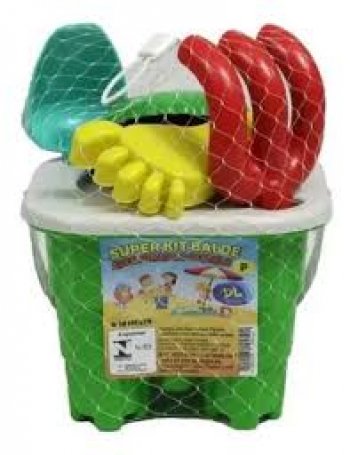 KIT PRAIA 8 PEÇAS C/ BALDE CASTELO QUADRADO 12 CM, P  (NACIONAL