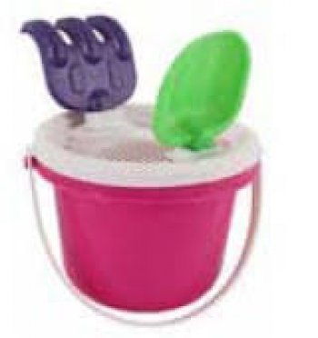 KIT PRAIA 8 PEÇAS C/ BALDE  REDONDO 13 cm - ROSA (P55)