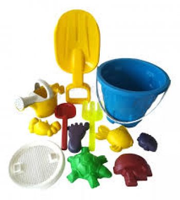 KIT PRAIA 12 PEÇAS C/ BALDE  CASTELO REDONDO 19 cm (P55)