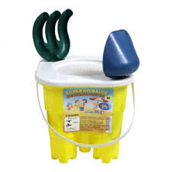 KIT PRAIA 10 PEÇAS C/ BALDE CASTELO QUADRADO 15 CM, M  (NACIONAL)