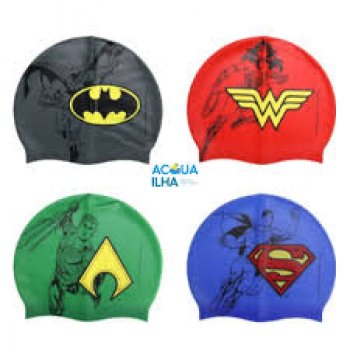 TOUCA DE NATAÇÃO  - SILICONE SORTIDA - AQUAMAN/BATMAN/MULHER MARAVILHA & SUPER HOMEM(P88-10)