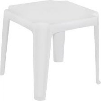 MESA PLÁSTICA DE APOIO  COM PORTA-COPOS  46 x 46 x 43 CM BRANCA - BEL (P55)