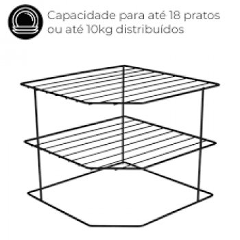 ORGANIZADOR PRATOS HORIZONTAL 3 NIVEIS PRETO VIENA - BEL (P55)