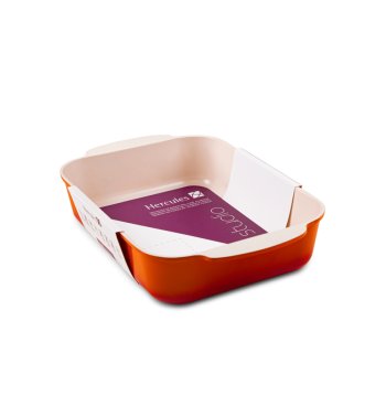 ASSADEIRA RETANGULAR LARANJA C/ANTIADERENTE 25X20X6.5CM  VOL.2,6L HERCULES PA9000-A25L