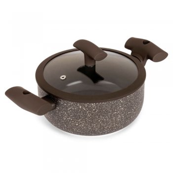 CACAROLA C/TAMPA VIDRO E SILICONE MARROM C/ANTIADERENTE ESP.3MM DIAM.239X99MM VOL.4500ML HERCULES PA300-C24MA