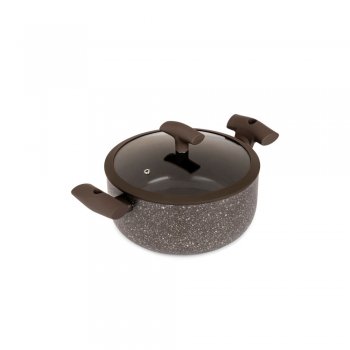 CACAROLA C/ TAMPA VIDRO E SILICONE MARROM C/ ANTIADERENTE ESP. 3MM DIAM.219X86MM VOL.3000ML HERCULES PA300-C22MA