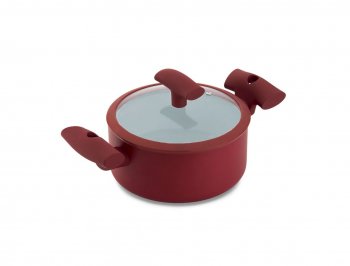 CACAROLA C/ TAMPA VIDRO E SILICONE VERMELHA C/ ANTIADERENTE ESP. 3MM DIAM.180X86MM VOL.2000ML HERCULES PA300-C18VM