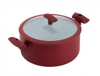 CACAROLA C/TAMPA VIDRO E SILICONE VERMELHO C/ANTIADERENTE ESP.3MM DIAM.239X99MM VOL.4500ML HERCULES PA300-C24VM