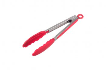 Pegador Inox c/ Ponta em Silicone Vermelho 23cm
