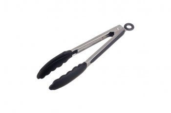 Pegador Inox c/ Ponta em Silicone Preto 23cm