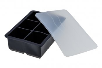 Forma de Gelo 06 Cubos 51mm em Silicone Preto c/Tampa