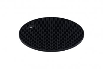Descanso de Panela Redonda em Silicone Preto Ø 18cm