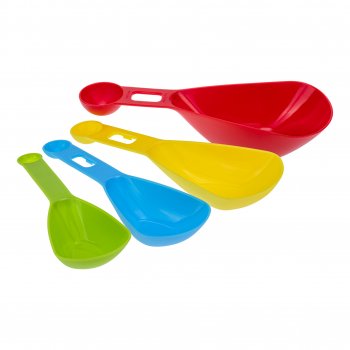 Conjunto Medidor de Xicaras e Colheres 04 peças - Plástico 23cm Coloridas