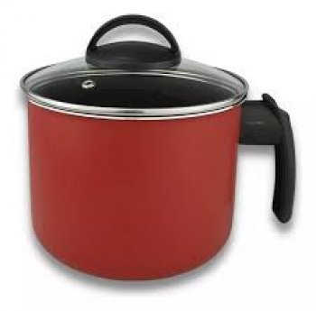 Leiteira 16 C Tampa De Vidro Gourmet Vermelha