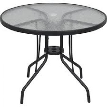 MESA REDONDA ALUMINIO TAMPO DE VIDRO NORONHA - PRETO (P55)