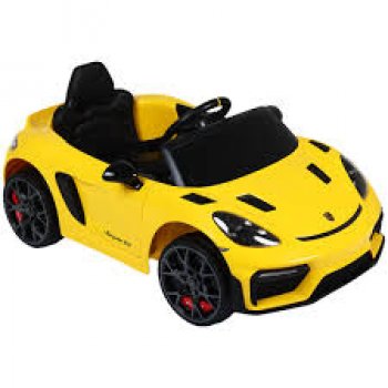 CARRO ELETRICO INFANTIL PORSCHE SPYDER 718 RS 12V AMARELO - BEL