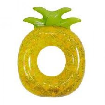 BOIA INFLAVEL CIRCULAR ABACAXI COM GLITTER - 96 CM x 67 CM x 18 CM (P88-10)