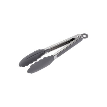 Pegador Inox C/Ponta Silicone 23CM Cinza