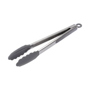 Pegador Inox C/Ponta Silicone 30CM Cinza