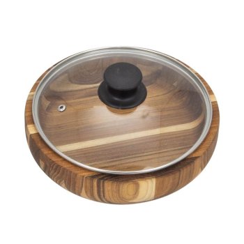 GAMELA TECA REDONDA COM TAMPA DE VIDRO 23 CM