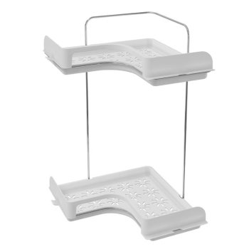 SUPORTE MULTIUSO CANTO DUPLO COM BASE PLASTICA BRANCA  - CROMADO