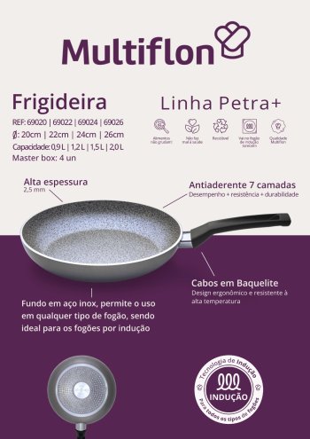  Frigideira 20 Petra+ Indução Prata