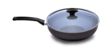 Frigideira Wok 28 C/Tp Vidro Petra+ Indução Preta