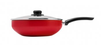 Frigideira Wok 24 C Cabo E Tampa Gourmet Vermelha