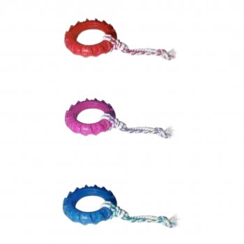 BRINQUEDO CAES PNEU OFF ROAD DOG BORRACHA C/ CORDA N2 - M