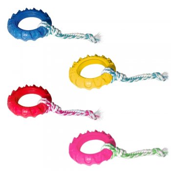 BRINQUEDO CAES PNEU SLICK BORRACHA C/ CORDA FURACAOPET