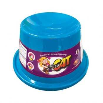 COMEDOURO PLAST. GATO SUPER CAT - 200 ml - AZUL