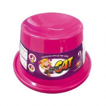 COMEDOURO PLAST. GATO SUPER CAT - 200 ml - ROSA