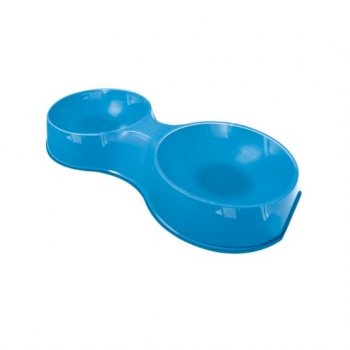 COMEDOURO PLAST. POP GATO DUPLO 190 ml (AZUL)