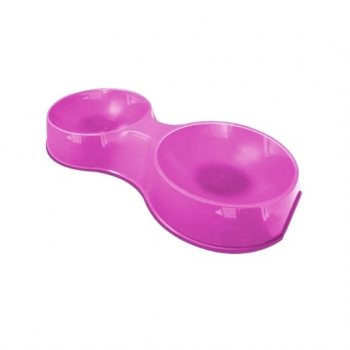COMEDOURO PLAST. POP GATO DUPLO 190 ml (ROSA)