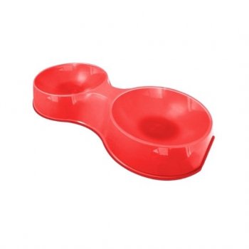 COMEDOURO PLAST. POP GATO DUPLO 190 ml (VERMELHO)