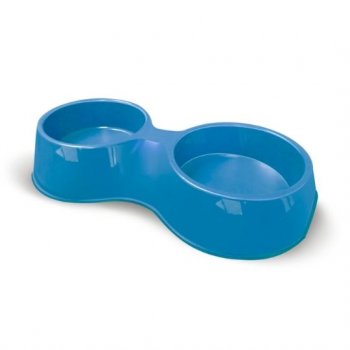 COMEDOURO PLAST. POP DUPLO FURACAOPET N1 - 500 ml (AZUL)