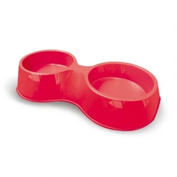 COMEDOURO PLAST. POP DUPLO FURACAOPET N1 - 500 ml (VERMELHO)