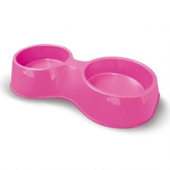 COMEDOURO PLAST. POP DUPLO FURACAOPET N2 - 1.100 ml (ROSA)