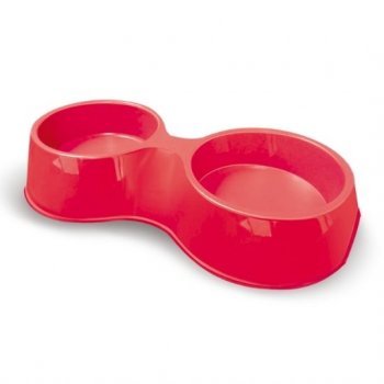 COMEDOURO PLAST. POP DUPLO FURACAOPET N2 - 1.100 ml (VERMELHO)