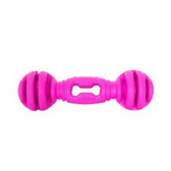 BRINQUEDO CAES HALTERES MACICO DE BORRACHA - ROSA