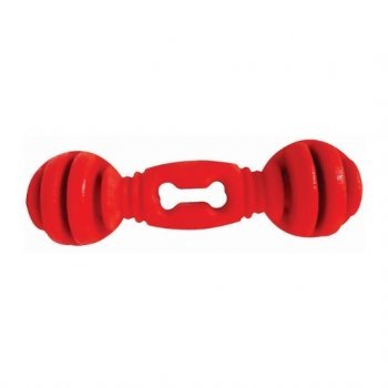 BRINQUEDO CAES HALTERES MACICO DE BORRACHA - VERMELHO