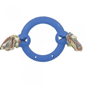 BRINQUEDO CAES ANEL MACICO BORRACHA C/ CORDA N1 - P - AZUL