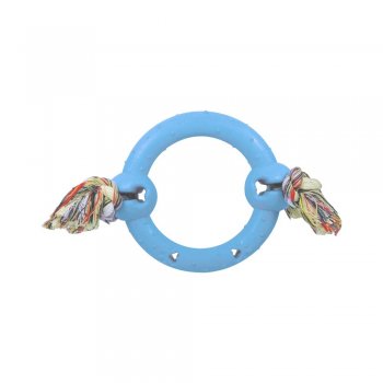 BRINQUEDO CAES ANEL MACICO BORRACHA C/ CORDA N2 - M - AZUL