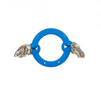 BRINQUEDO CAES ANEL MACICO BORRACHA C/ CORDA N3 - G - AZUL