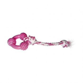 BRINQUEDO CAES ANEL MACICO BORRACHA ESPECIAL C/ CORDA N1 - P - ROSA